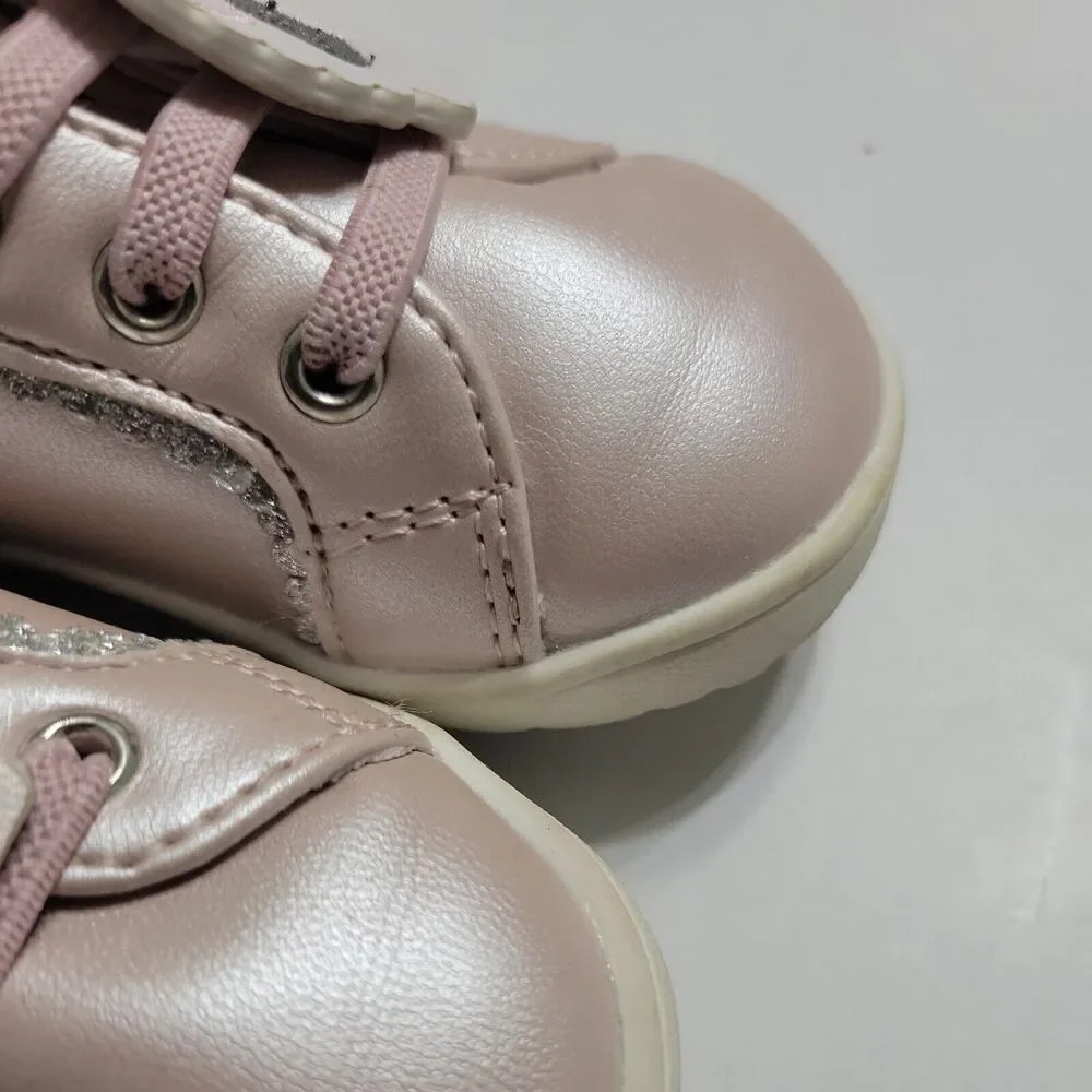 Born Girls 5 Bailey Mika Pink Silver Side Zipper Lace Low Top Shoes Sparkle Lama